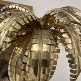 Large brass palm tree floor lamp with 3 trunks