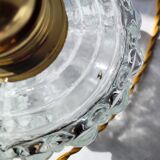 Duo of molded glass pendant lights