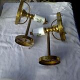 Pair of porcelain brass sconces