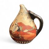 Ciboure pot-bellied pitcher signed Monique Ordoqui circa 1970