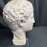 Antique Hermes head sculpture, patinated plaster, mid-20th century