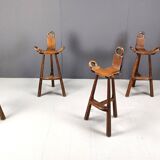 Mid century brutalist bar stools - set of 4, 1960s