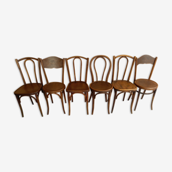 Suite 6 chaises de bistrot dépareillés 1920