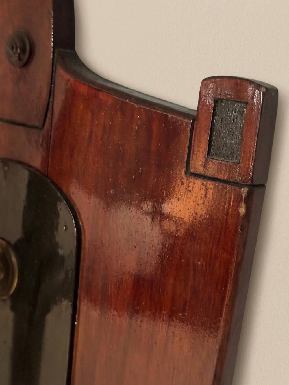 Vintage coat rack mid-century wooden rack with metal hooks, 55 × 40 × 92 cm