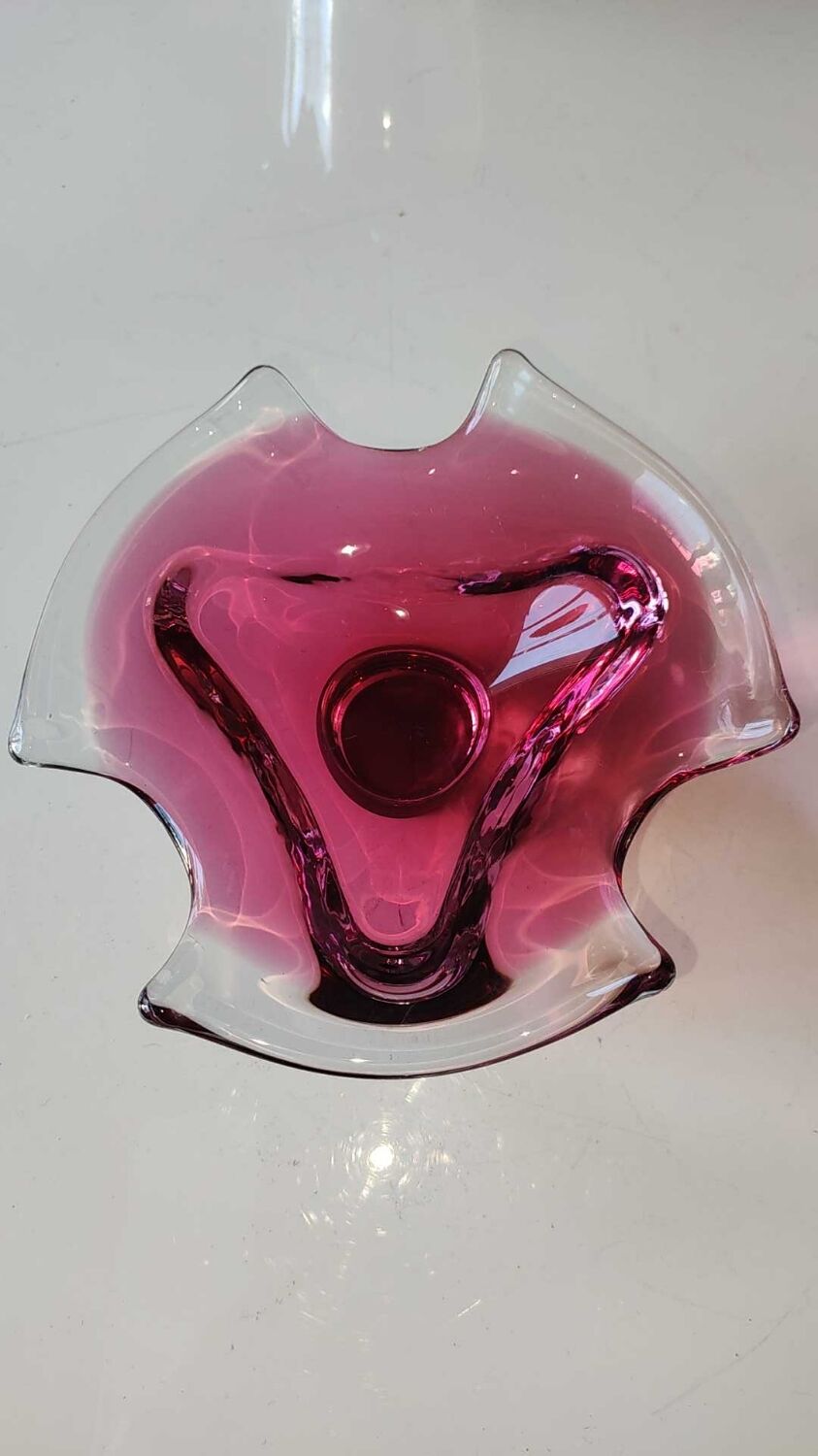 Empty pocket Murano design, blown Art glass, pink tones
