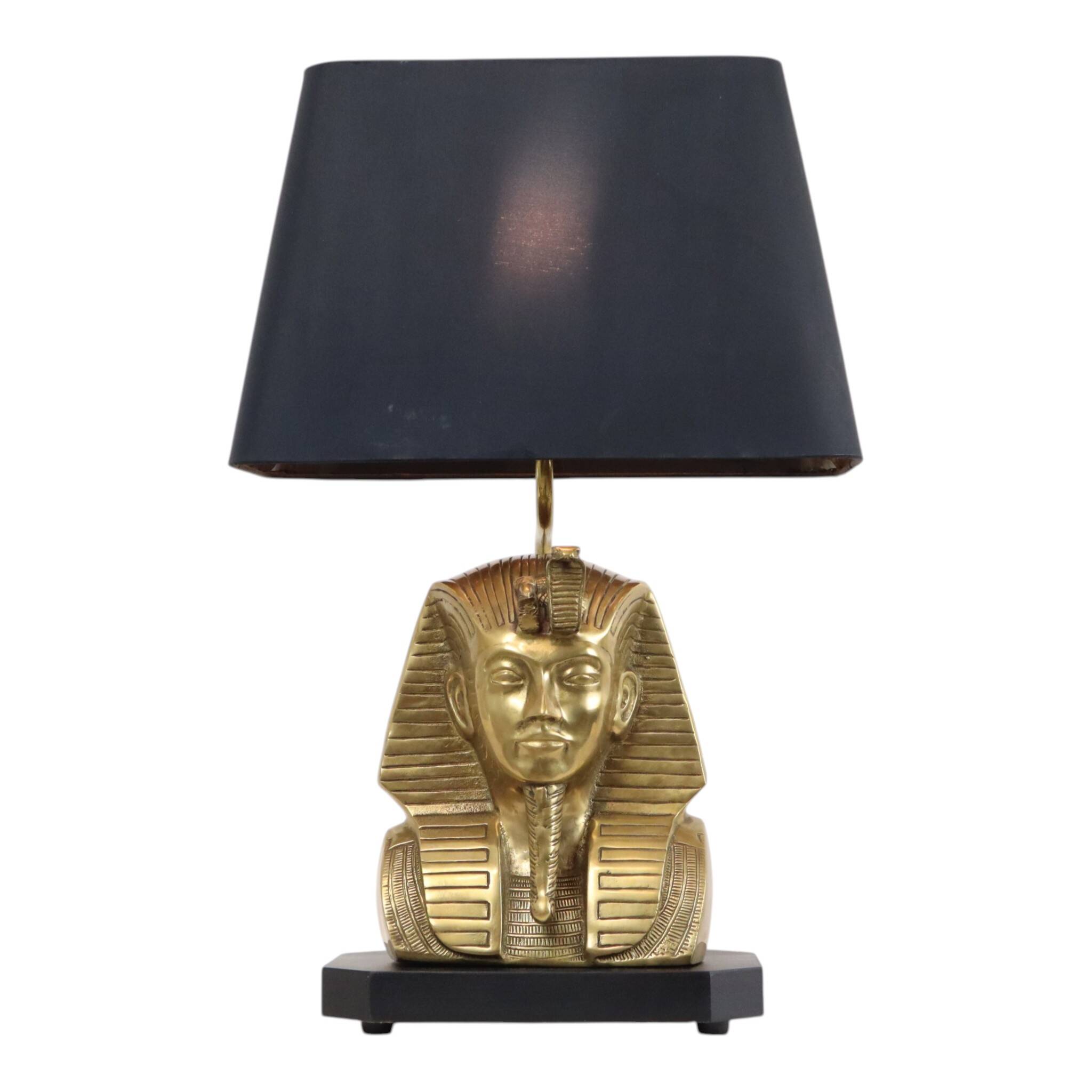 Vintage Brass Pharaoh Table Lamp Hollywood Regency 56cm