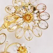 Pair of wall sconces flower in crystal with gilded brass by Ernst Palme, Palwa Germany, 1970s.
