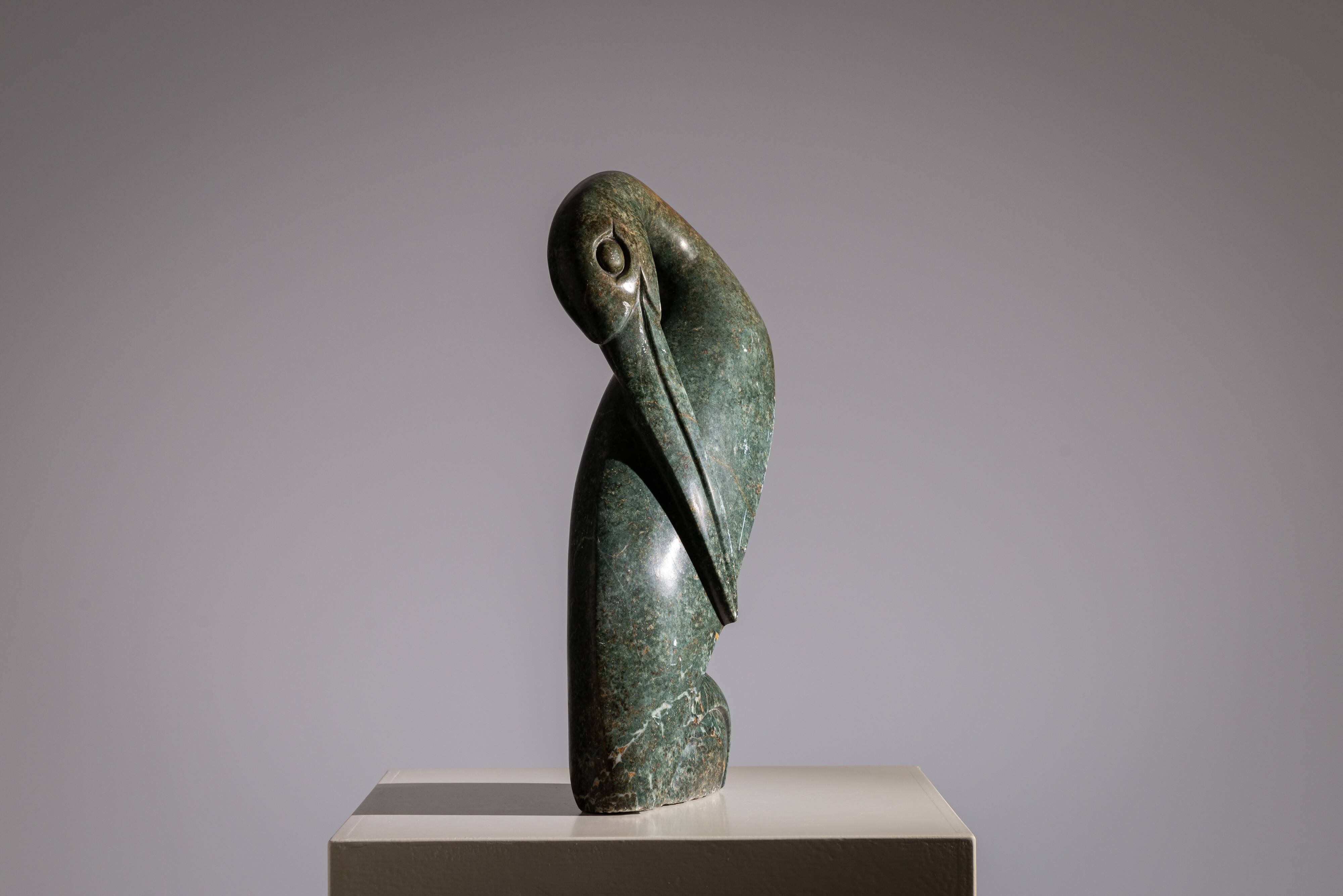 Shona bird sculpture in serpentine stone