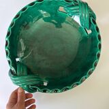 Green ceramic bowl signed Roy Yvon 1950 31cm