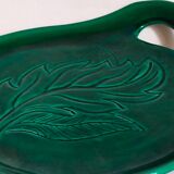Plat de présentation forme libre Barbotine verte années 50