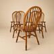 Set of 6 Scandinavian pine wingback chairs, 1970s