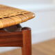 Scandinavian teak and wicker stool Olholm 1960