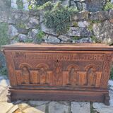 Richly carved solid oak chest from the 17th century