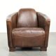 Sturdy dark cognac brown cow leather Aviator design armchair