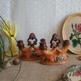 Pair of double barbotine candlesticks - vintage