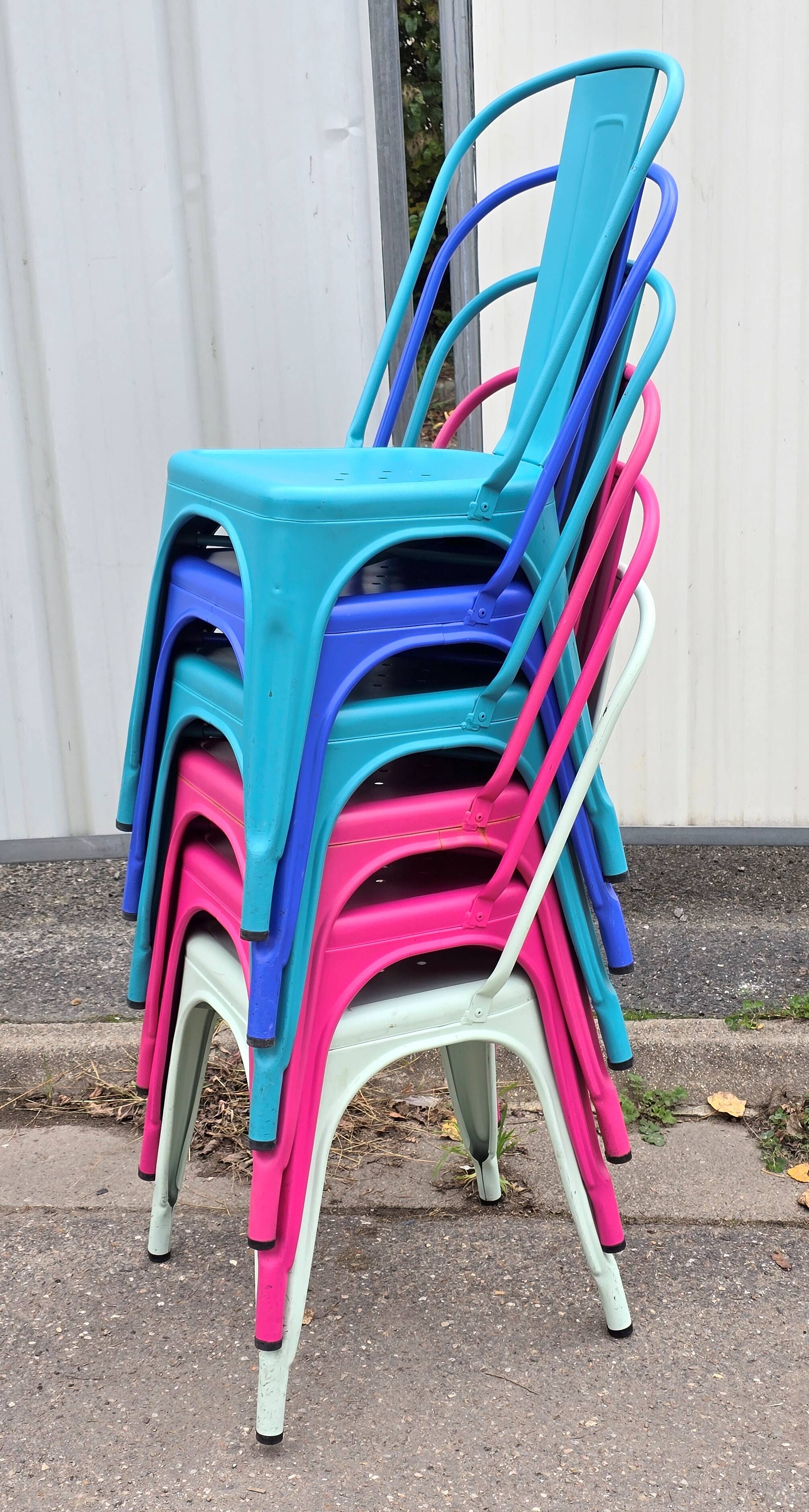 Set of 6 Tolix garden chairs