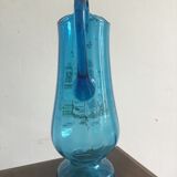 Blue glass pitcher