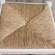 Set of 4 white rush dining chairs – Magistretti / Perriand style, 1970s