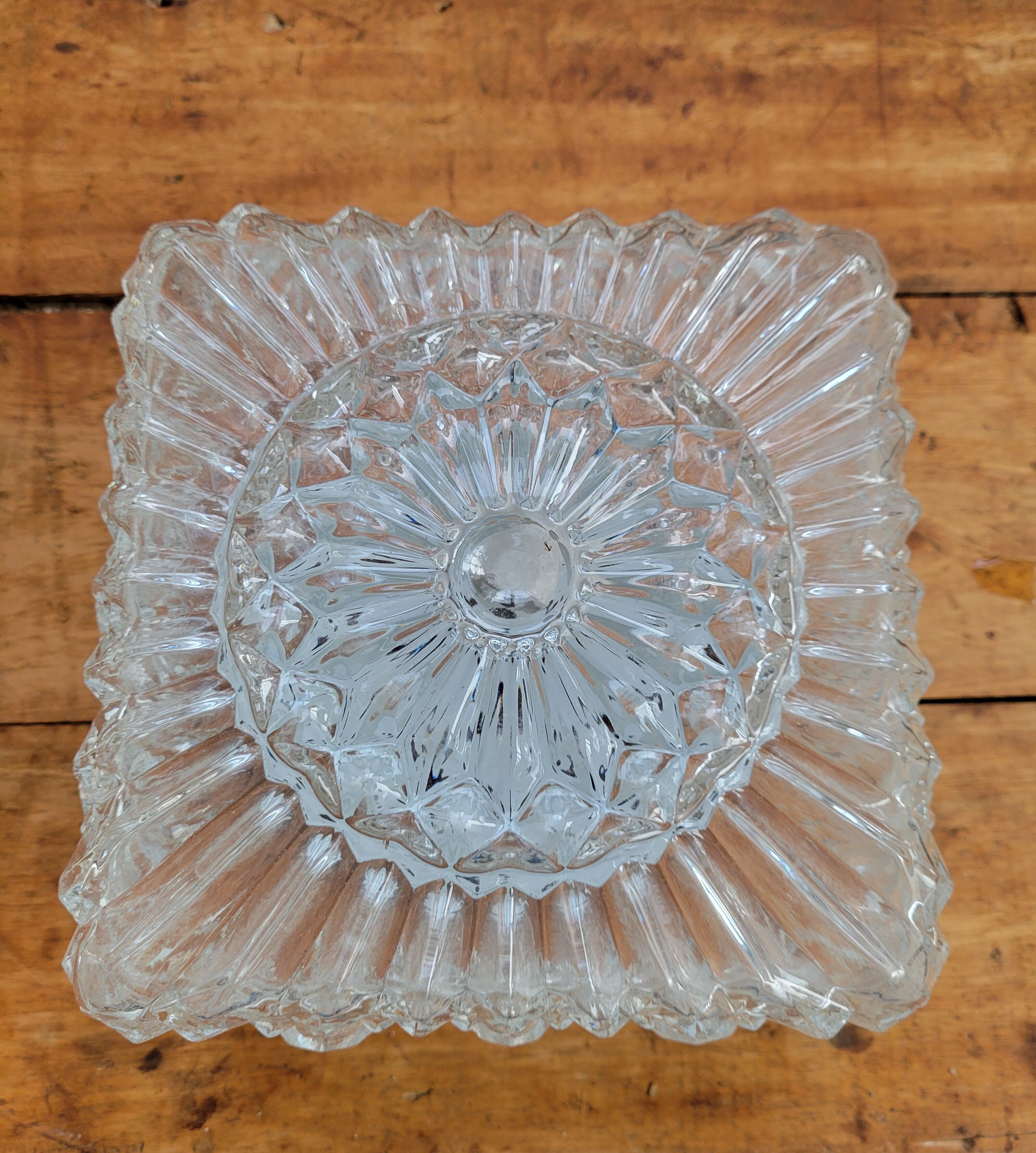 Square cast glass ceiling lamp