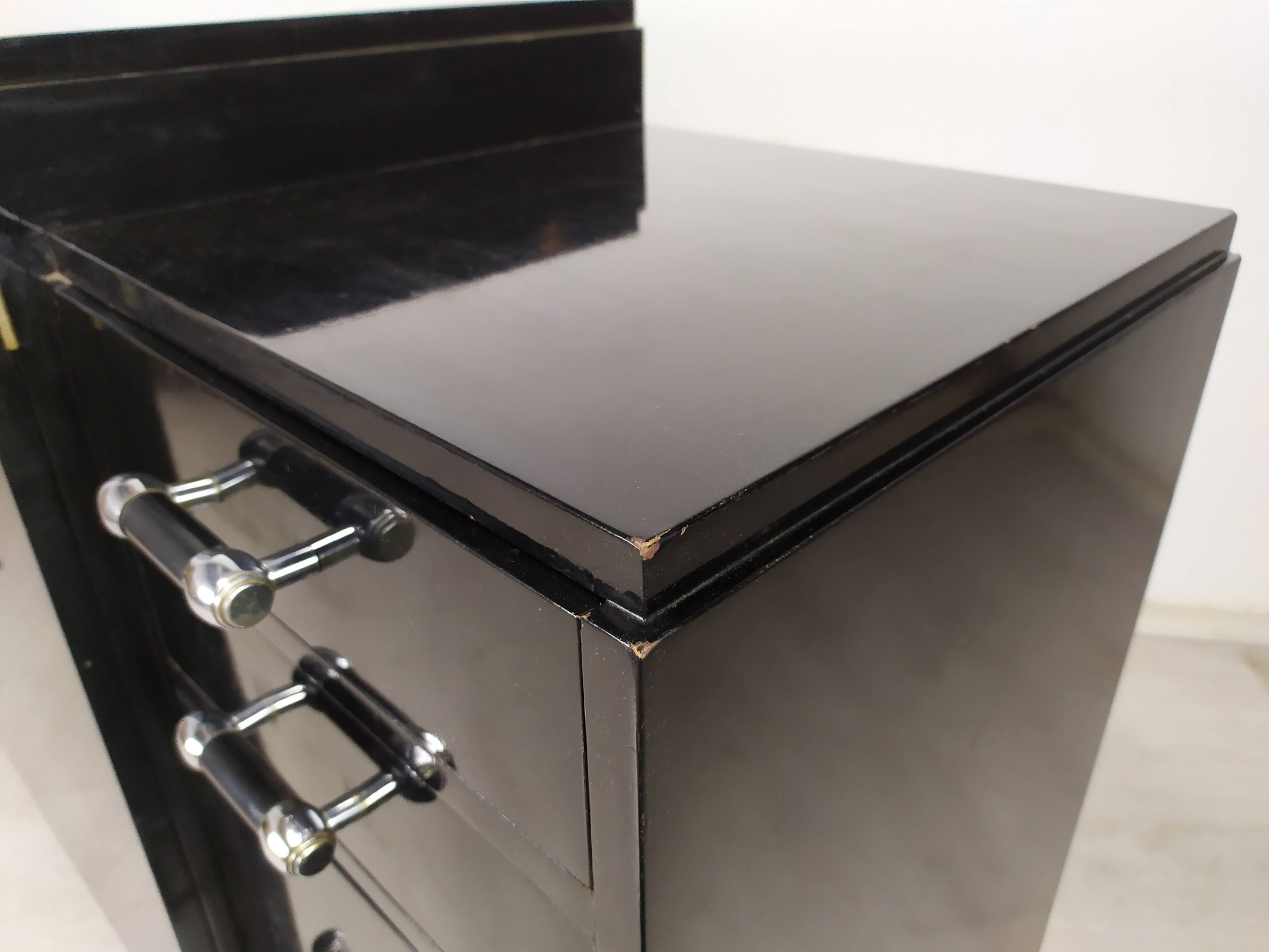 Modernist art deco black lacquered buffet