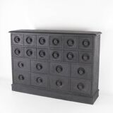 Blackened wooden chest of drawers