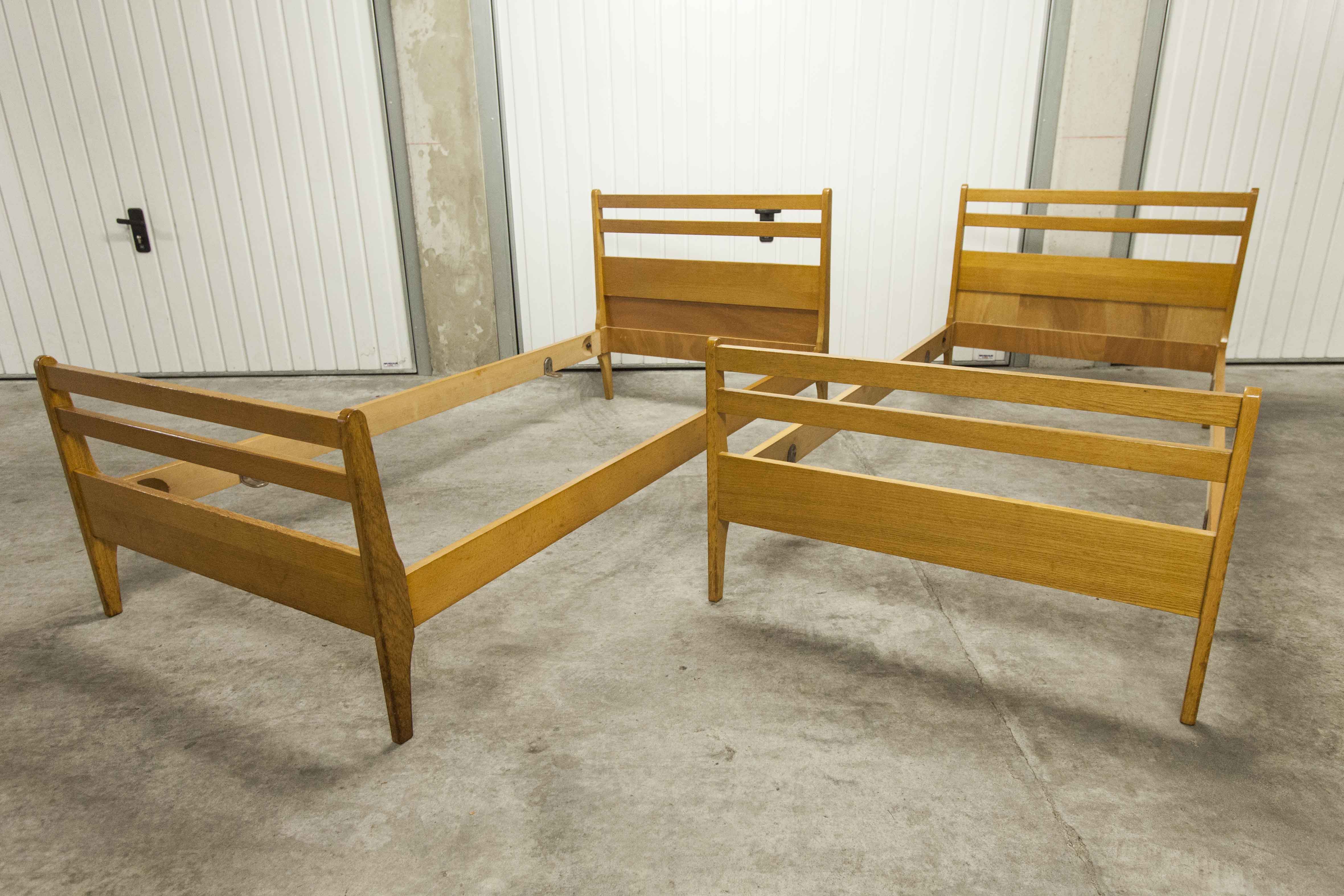Pair of 1960 Scandinavian twin beds in solid beech