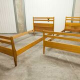 Pair of 1960 Scandinavian twin beds in solid beech