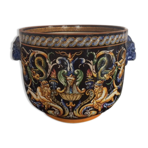 cache-pot en Gien décors
