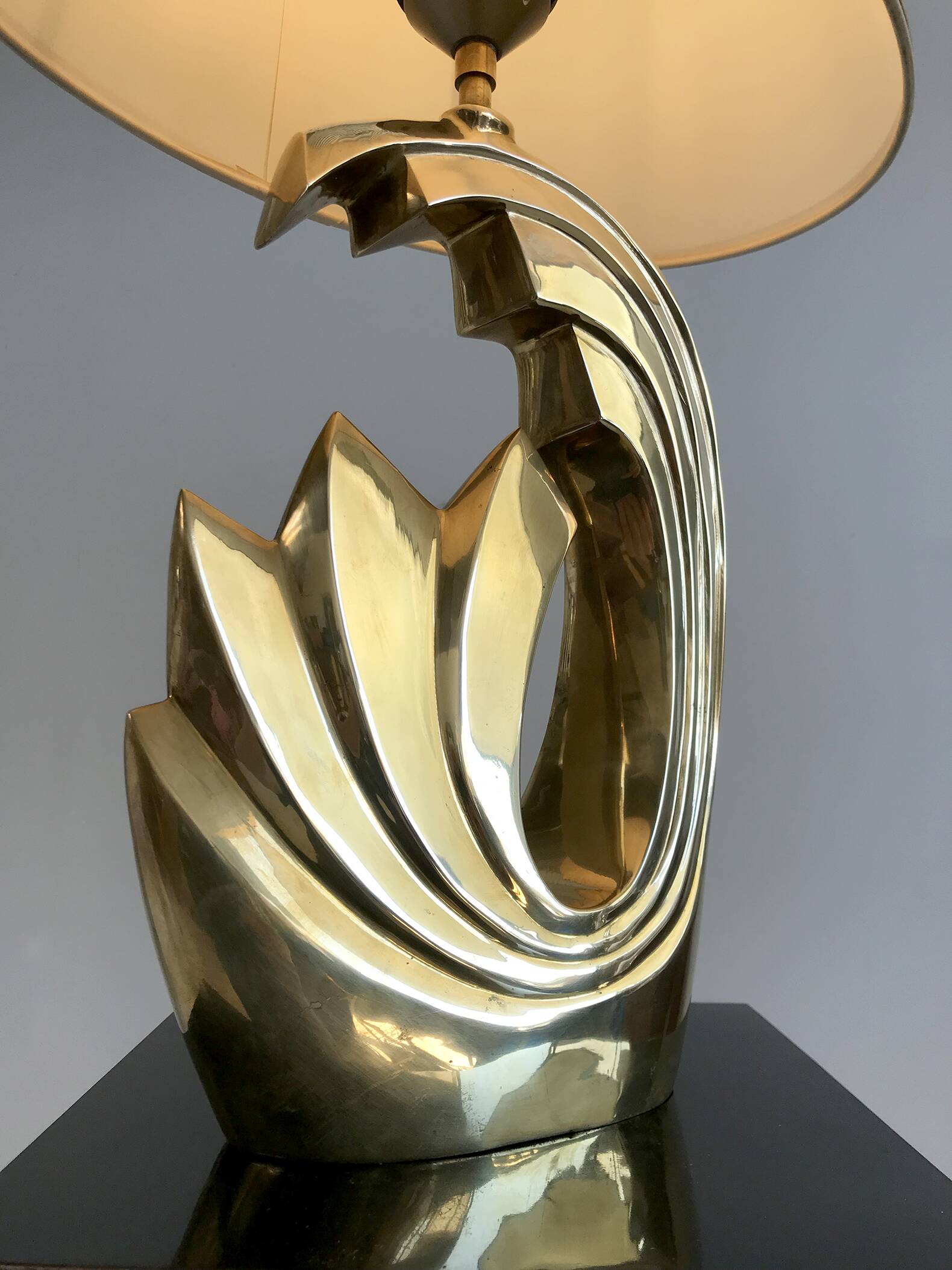 Living room lamp in golden brass