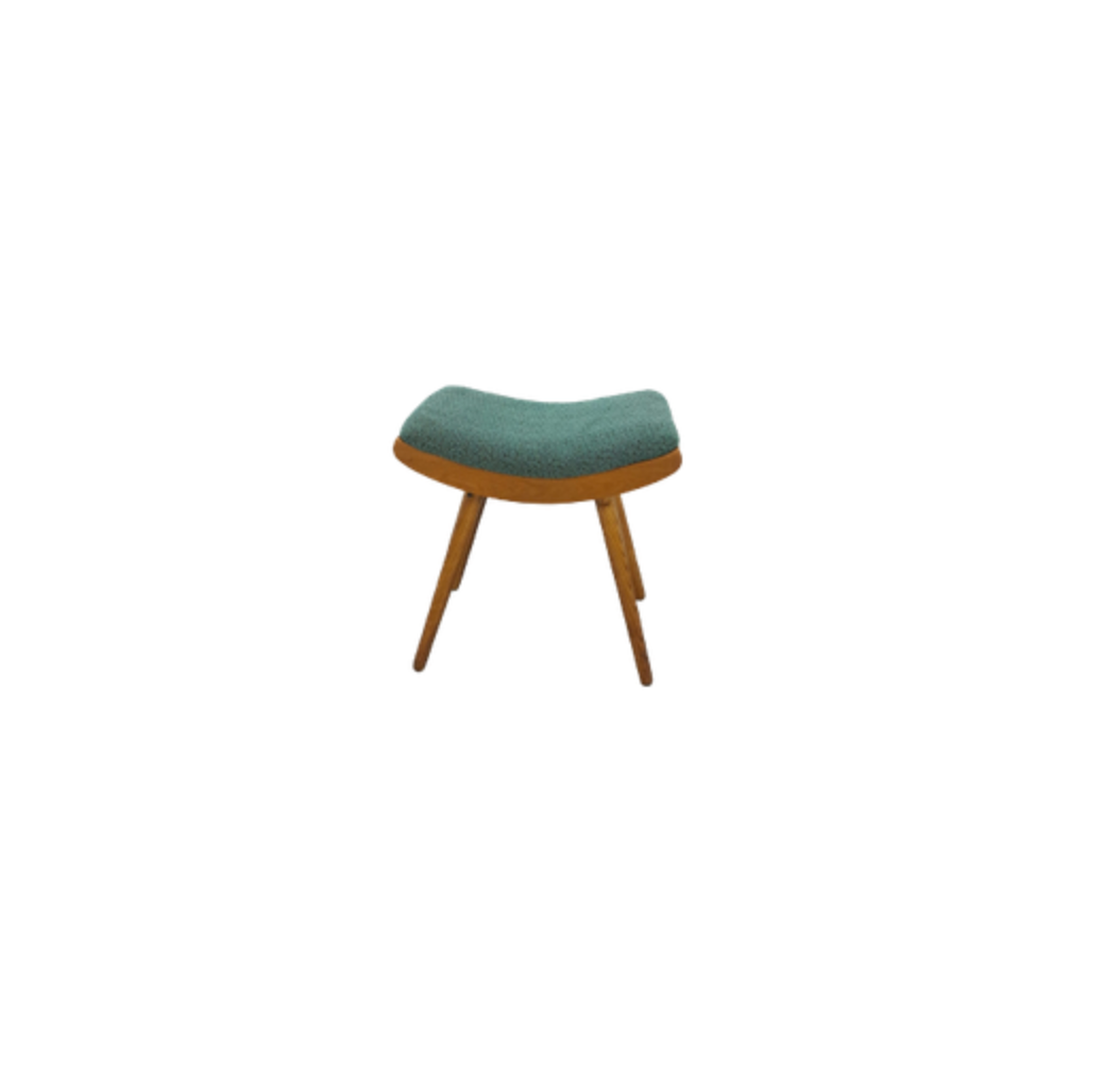 Vintage footrest stool with blue-green cushion