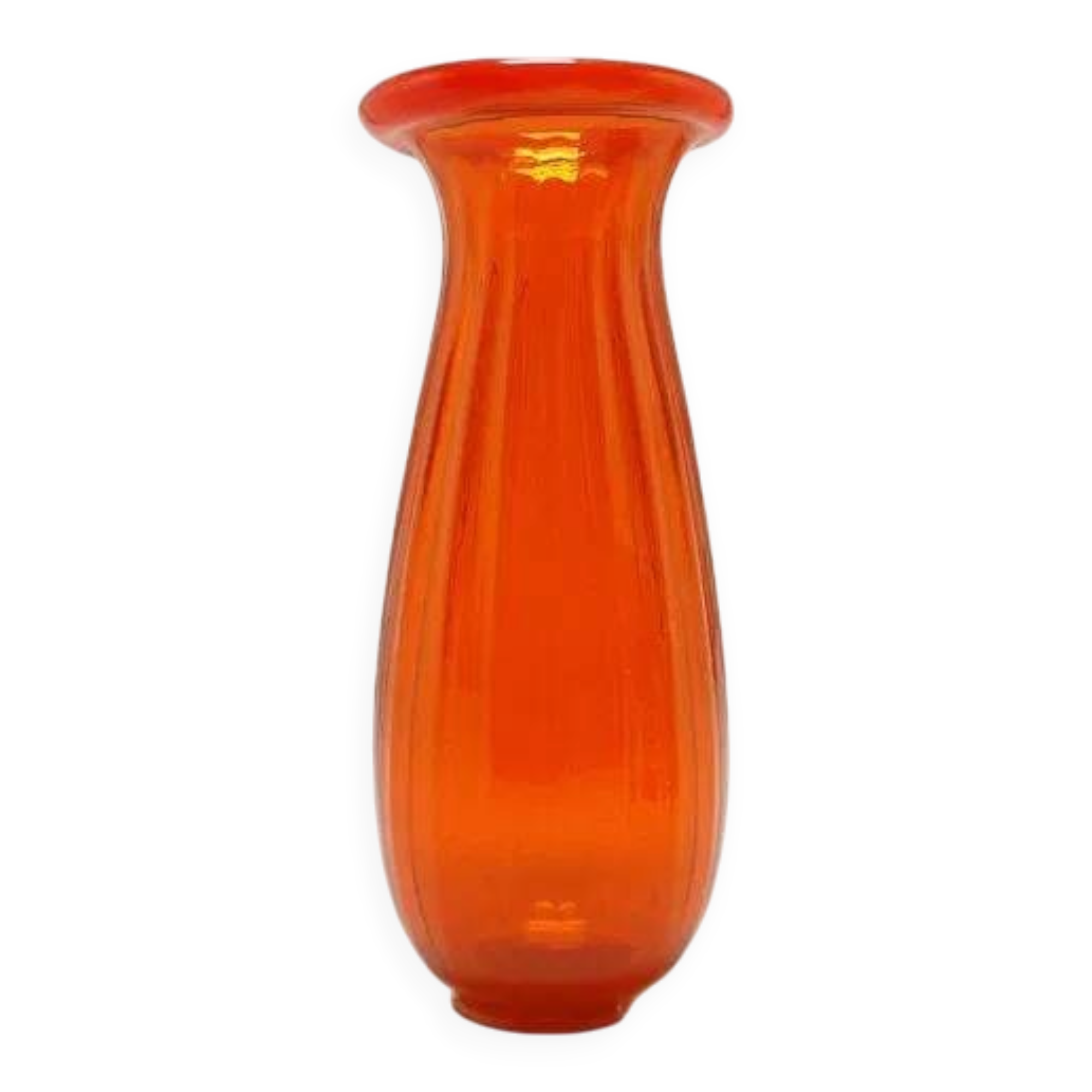 ABM Vase, mid-century modern, orange glass, Poland, 1970s