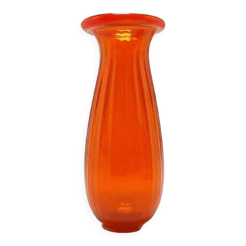 Vase ABM, design moderne des années 50, en verre orange, Pologne, années 1970