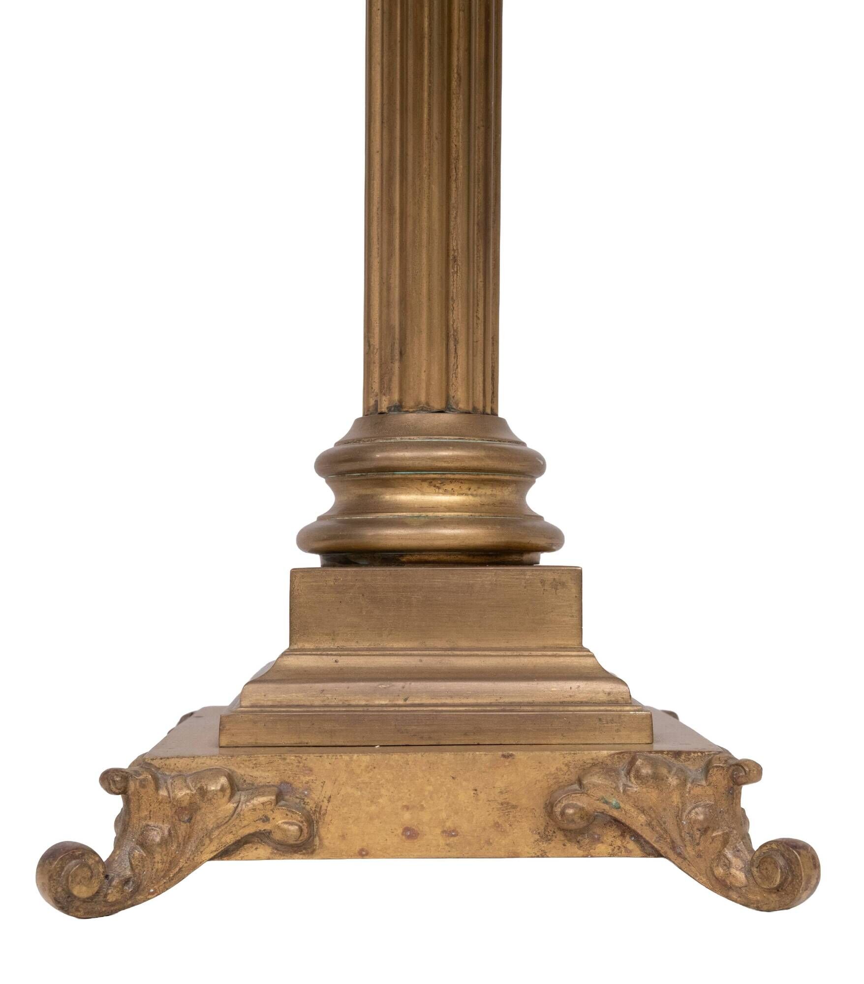 Stunning Tall chunky Bronze Corinthian Column Table Lamp with Bird Shade