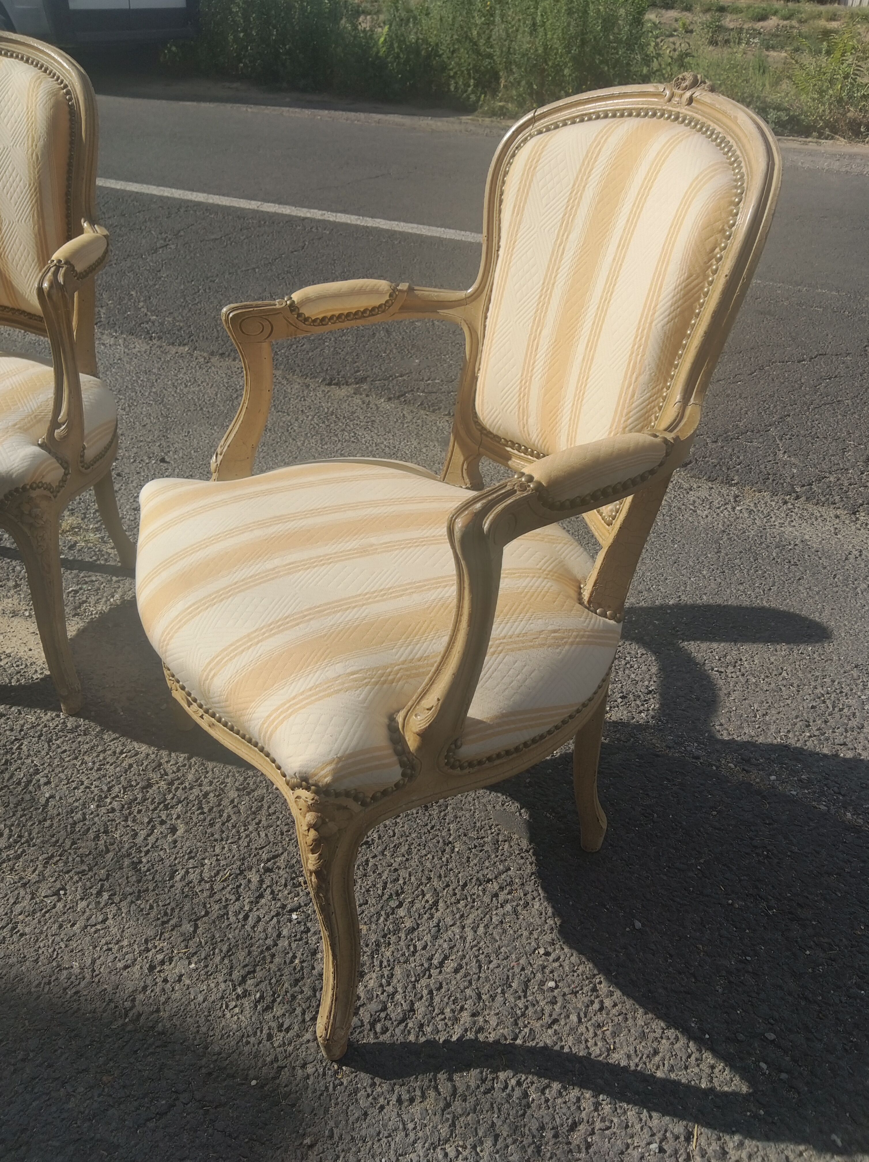 Pair of Louis XV style convertible armchairs