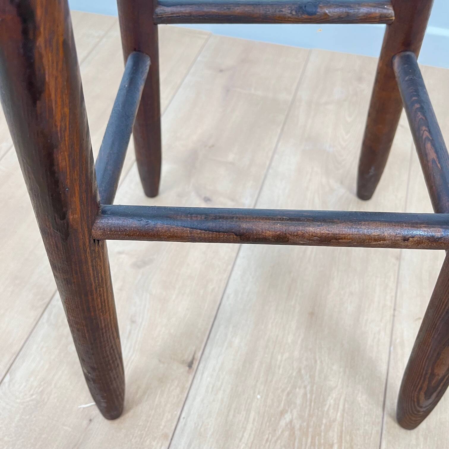 Brutalist bar stool in stained oak