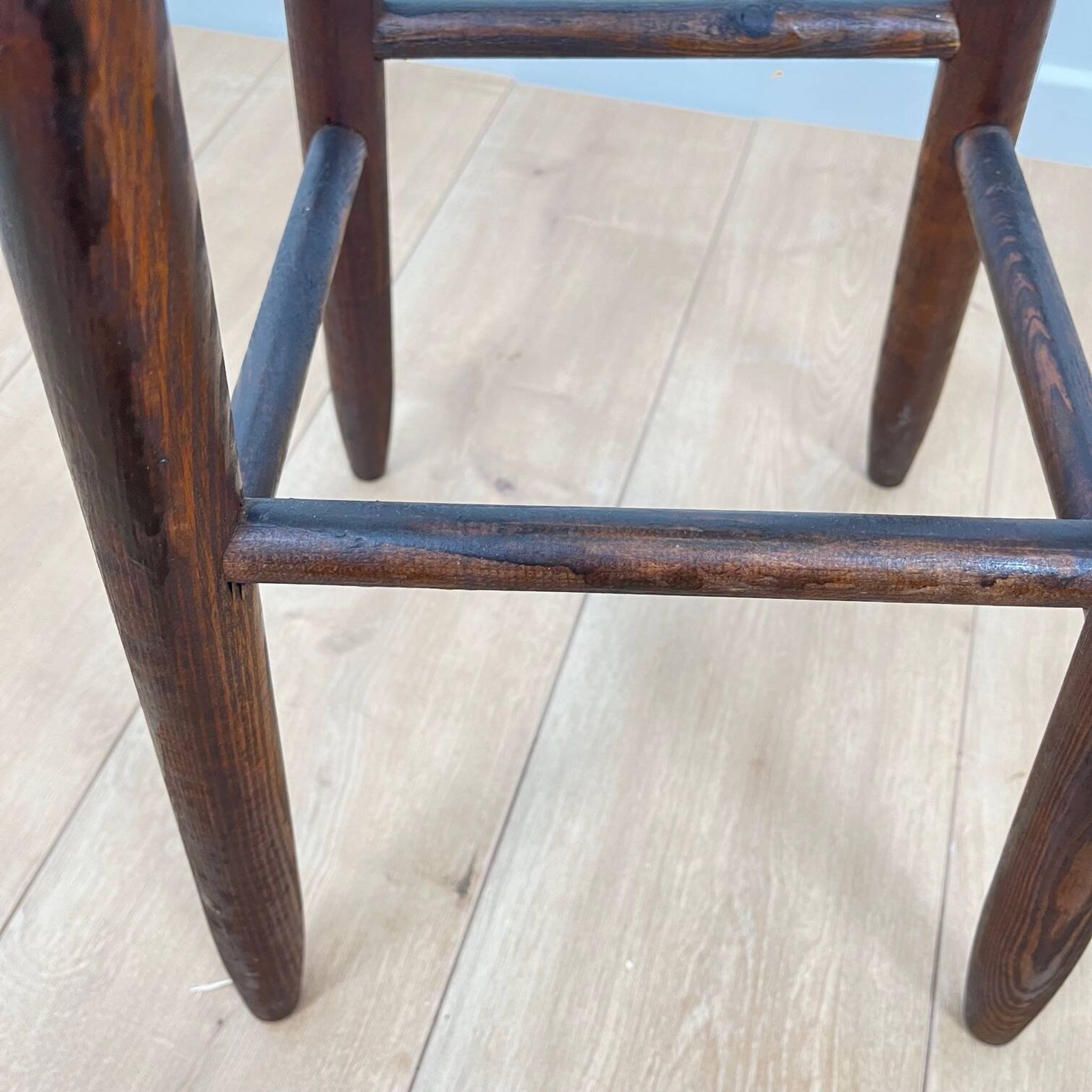 Brutalist bar stool in stained oak