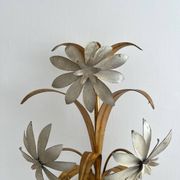 Vintage Hollywood Regency gold metal leaf wall sconce.