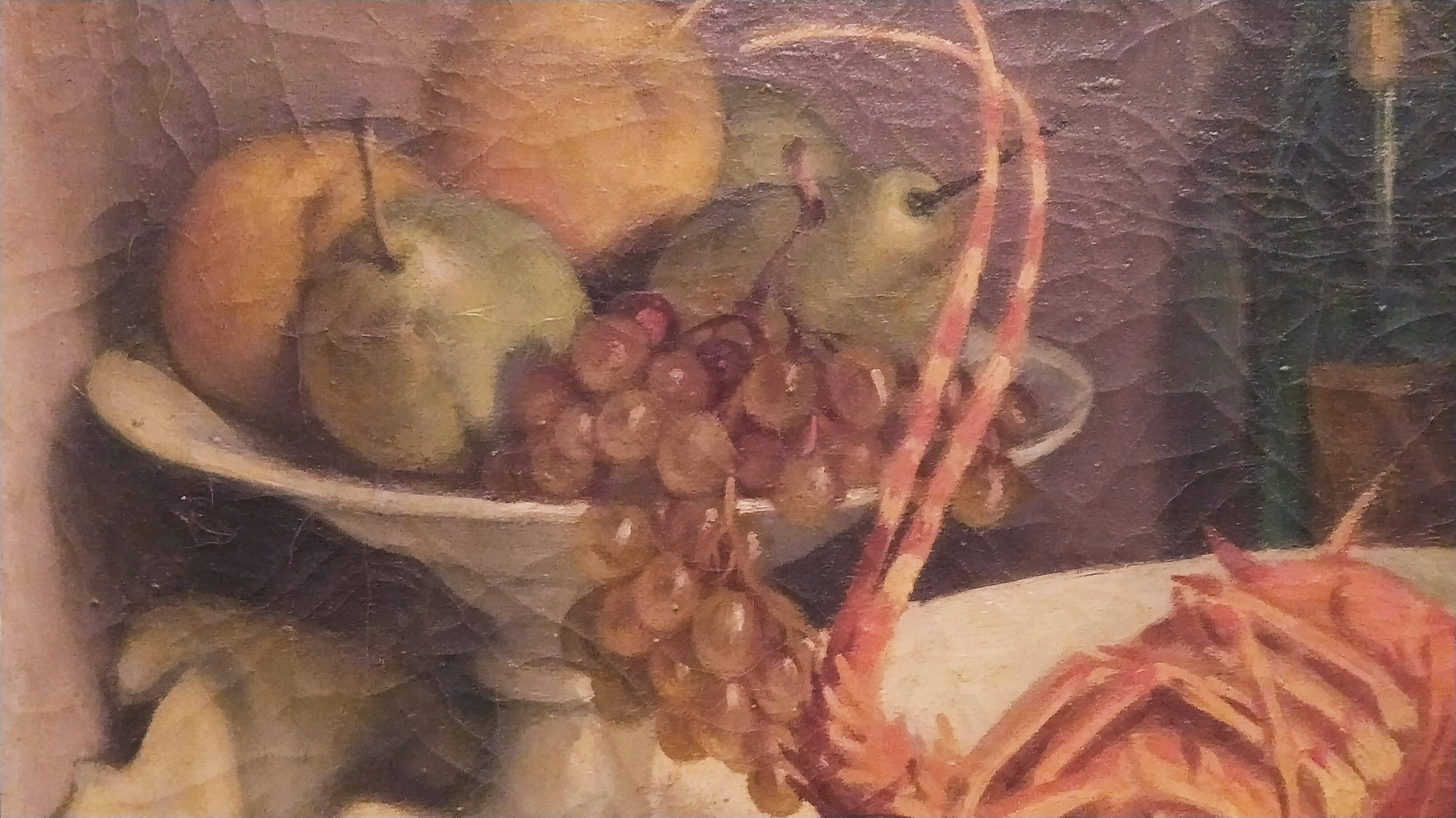oil painting Antonio Pous Palau (1870–1959) – Still Life with Lobster