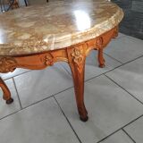 Old marble and wood coffee table from the 50s