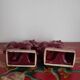 Pair of red porcelain horse bookends