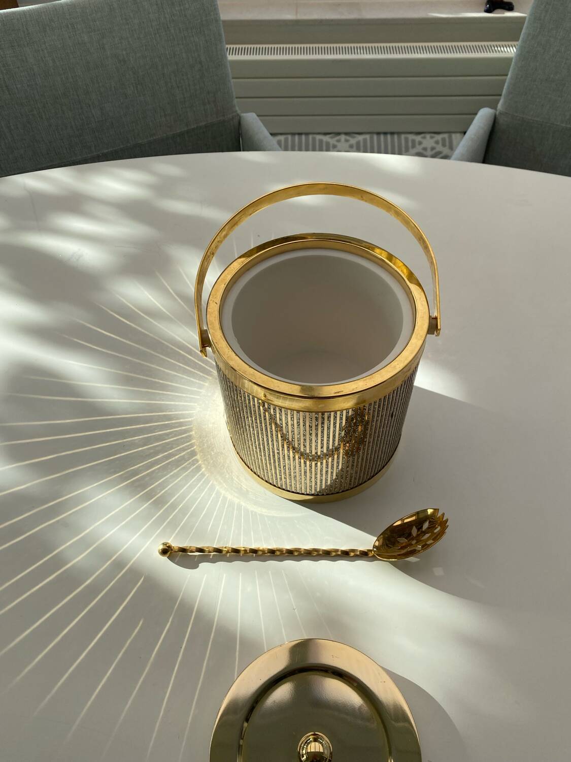 Vintage Hollywood Regency Gold Ice Bucket