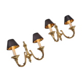 Pair brass wall lights sconces, twin arm, Neoclassical, 1950`s ca, English
