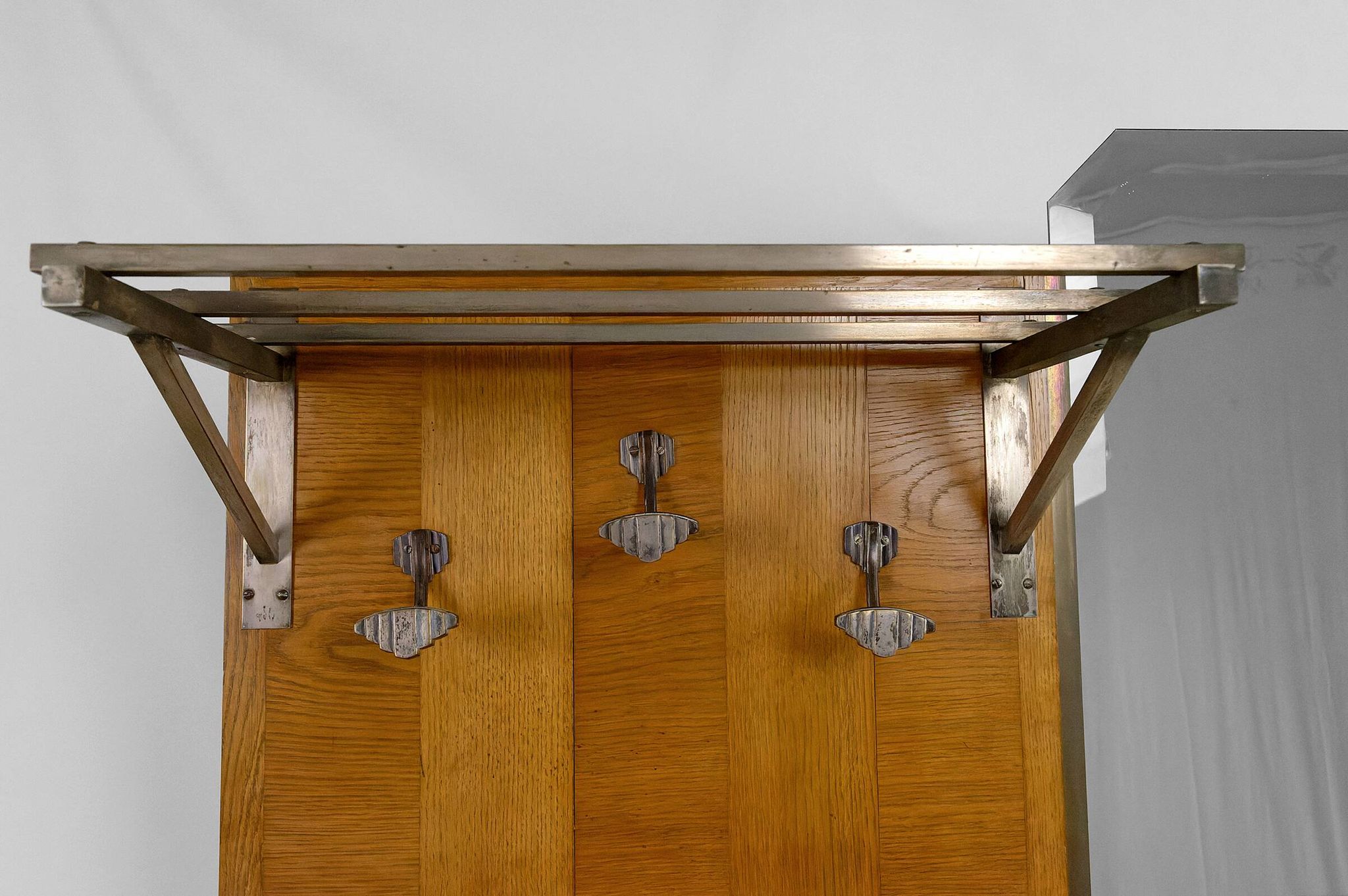 Large Art Deco wardrobe in oak, marble and mahogany, circa 1925