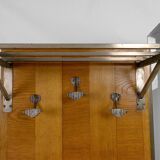Large Art Deco wardrobe in oak, marble and mahogany, circa 1925
