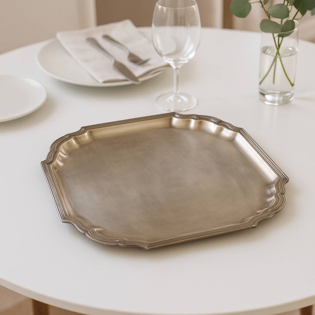 Antique yellow copper tray – 36 cm – Made in India