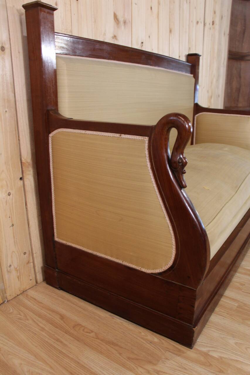 Restoration Period Turkish Sofa in Mahogany with Swan Neck