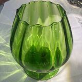 Green shower stand vase with melon rib effect