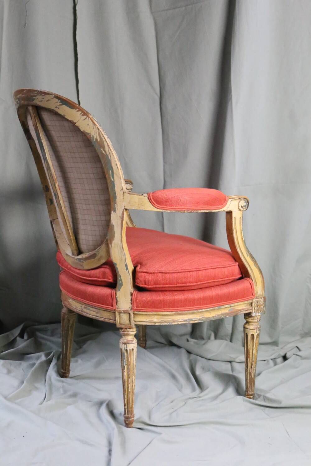 Louis XVI style cabriolet medallion armchair