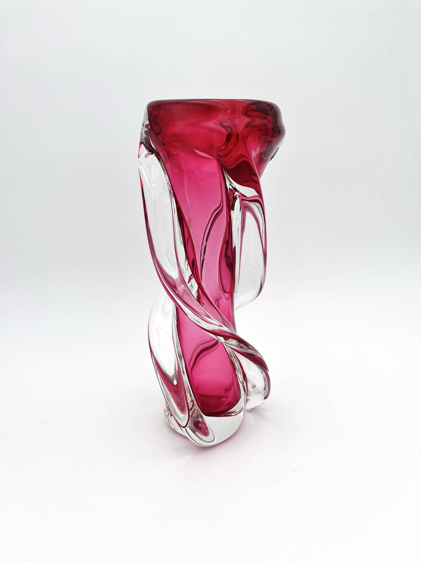 Twisted Murano Vase Sommerso Rose Italian Design 1960s