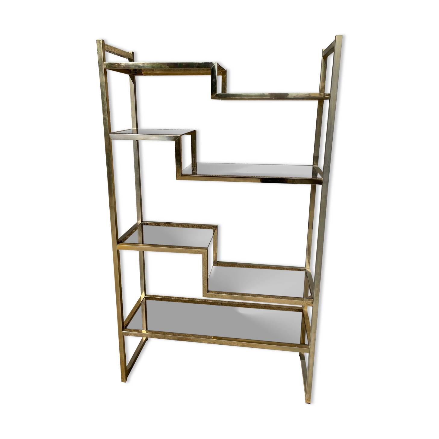 Vintage glass and brass library